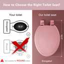 Angol Shiold Slow Close Wood Toilet Seat（Pink, Elongated 18.5''）