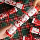10 Pack Christmas No Snap Party Favor with Red & White Snowflake Design with Party Hat, Joke & Little Gift Inside for Kids, Xmas Gift, Christmas Seasonal Holiday Party Dinner Traditions Supplies