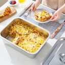 4 Inch Extra Deep Lasagna Pan with Lid, 11.6x15.6 Inch 9.2QT Large Stainless Steel Nonstick Lasagna Baking Roasting Dish Pan for Oven(L, 1 Pack)