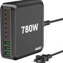 780W USB C Charger Block Fast 10-Port USB C Charging Station GaN PD 120W Laptop Charger Adapter for MacBook Pro/Air, DELL, iPad, iPhone, Samsung Galaxy Black