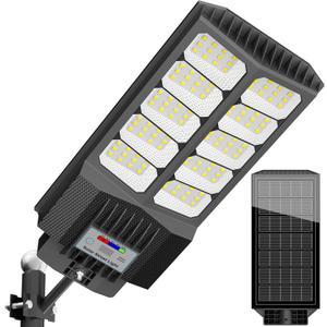 Solar Street Lights Outdoor Waterproof Dusk to Down with Motion Sensor, 6500W Outdoor Solar Flood Light for Parking Lot, LED Security Street Lights Solar Powered for Yard Garden & Walkway (1 Pack, Black)