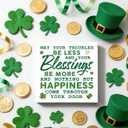 St. Patricks Day Decor Wooden Box Sign, Irish Blessing Shamrock Wood Sign Plaque, May Your Troubles Be Less Farmhouse Tabletop Desk Shelf Tiered Tray Decoration, Irish Holiday Gift