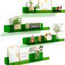 upsimples Acrylic Shelves for Wall Decor, 15" Display Shelf Perfume Organizer for Bathroom, Bedroom, Living Room, Floating Bookshelves for Kids, Clear Green, 4 Pack