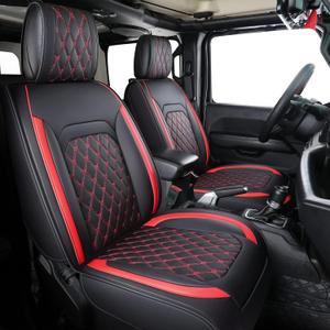 Aierxuan Jeep Wrangler JK JL 4-Door Seat Covers Full Set Custom Fit 2007-2025 Unlimited X Rubicon 392 Sahara Willys Sport High Altitude 4X4 Truck Pickup Waterproof Leather (Full Set/Black-R)