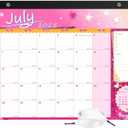 6 x Desk Calendar 2026 with Clear Waterproof Cover 17 x 12 inch 18 Months Wall Calendar Runs from Jul. 2025 to Dec. 2026 School Year Calendar for Schedule Organization Monthly Planner, Pink
