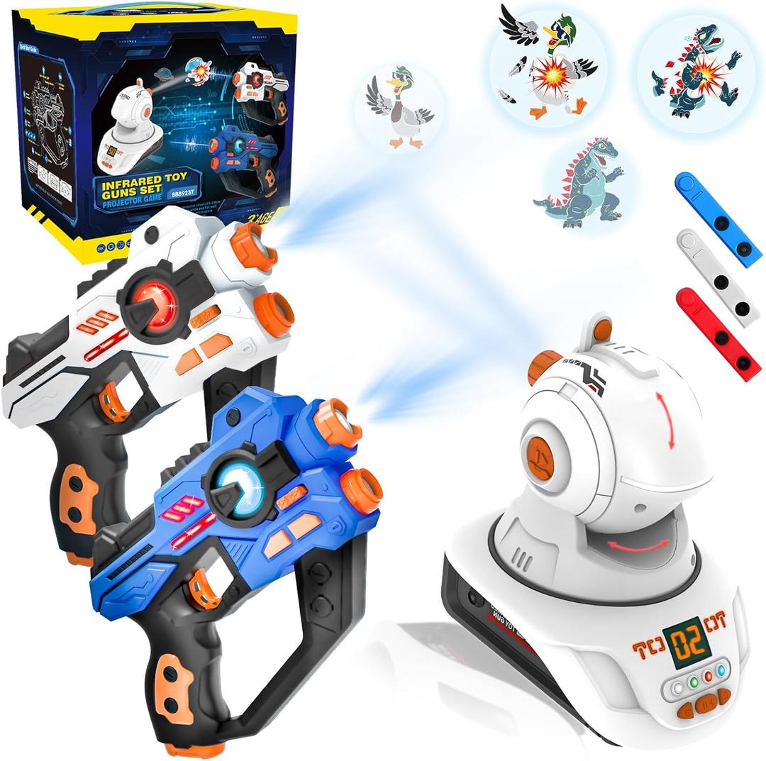 HISTOYE Laser Tag Guns Set of 2 with Projector Lazer Shooting Game for Kids Teens Adults with Digital LED Score Display Birthday Easter Toys for 6 7 8 9 10 11 12+Year Old Boys Girls