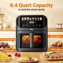 Bear Air Fryer, Stainless Steel Airfryer 8 Presets for Fast Family Meals, 6.4Qt Large Visible Window Temp Timer Adjustable Roast Bake Crisp French Fries Steak, Non Stick Basket Dishwasher Safe