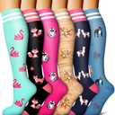 6 Pack Copper Compression Socks for Women and Men Circulation-Best Support for Medical, Running,Nursing,Athletic Small/Medium