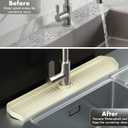 Silicone Kitchen Sink Splash Gaurd, Silicone Faucet splash gaurd, Longer Faucet Mat for Kitchen Sink Water Splash Guard for Kitchen Sink Area, Sink Protectors for kitchen (Beige, 29.9")