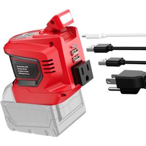 Power Inverter for Milwaukee 18V Battery,Ecarke 200W Portable Power Supply Inverter,DC 18V to AC 110V~120V Battery Station with 2 USB&AC Powered Outlet for m18 Inverter