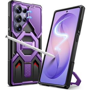 TONGATE for Samsung Galaxy S26 Ultra Case with Magnetic Stand, Compatible with MagSafe [Built-in Camera Cover & Ring Holder][Military-Grade Protection] Anti-Slip Rugged Phone Case for S26 Ultra,Purple