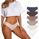 SHARICCA Women Seamless Cheeky Bikini No Show Panties Ladies Invisible Breathable Briefs Soft Stretch Underwear Multi Pack (5 Pack size S)