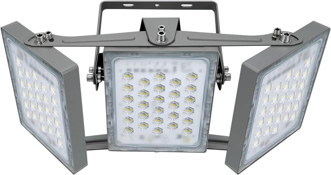 STASUN 150W 15000lm Dimmable LED Flood Light Outdoor, Flying Series Pro - 3 Panel 330 Lighting Angle, 6000K, IP66 Exterior Floodlights for Backyard, Stadium, Arena, Court, Commercial, Parking Lot (150W Dimmable, Daylight White)