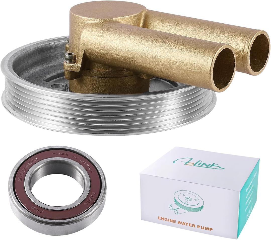 AULINK Raw Sea Water Pump 21214599 (NSK Bearing) Serpentine Belt Pulley OE Replacement For Volvo Penta 4.3L 5.0L 5.7L V6 V8 GL GXI 3862482 3812693
