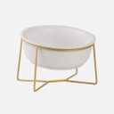 White Large Ceramic Tilted Elevated Cat Dog Bowl Raised Cat Food Water Bowl