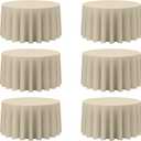 BRILLMAX 6 Pack Beige Round Tablecloths 120 Inch for 60" Tables