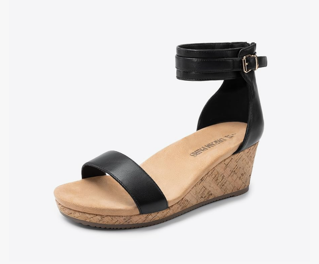 DREAM PAIRS Women's Open Toe Buckle Ankle Strap Platform Wedge Sandals Summer Shoes, Size 9,5