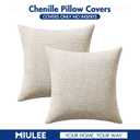 MIULEE Pack of 2 Couch Throw Pillow Covers 22x22 Inch Neutral Beige Modern Boho Accent Decorative Pillow Covers Soft Chenille Farmhouse Cushion Covers for Home Decor Bed Sofa Living Room