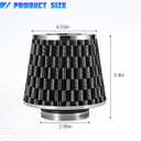 Clamp-On Car Air Intake Filter, 3 In/3.5 In/4 In Three Size High-Flow Washable Vehicle Air Cone Filter Cleaner, Round Tapered Auto Cool Cleaner Replacement, Universal Fit (Carbon Fiber Black)