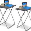 Garden 4 you Folding TV Tray Table TV Dinner Trays Tables for Eating,Stable Tv Trays Table 25In, Folding Tray Side Table, Foldable Snack Tables for Bed & Sofa, 15 x 18.9 x 26 in (Grey,2PC)