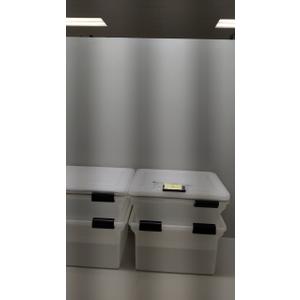 IRIS USA WeatherPro 41 Qt Storage Bins with Lids, 4 Pack, BPA-Free Plastic Gasket Box with Tight Latch and Seal, Stackable Nestable Tote Tub - Clear/Black