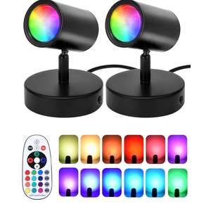 RGBW Indoor Spotlight 10W LED Color Changing Spotlight with Remote, 120V Christmas Up Lights Accent Spot Light with Foot Switch for Plant Halloween Party Decor, 5FT Code, 2Pack