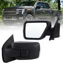 Left Driver Side Mirror Compatible With 2021-2026 Ford F150 With Manual Folding Power Glass Heated Blind Spot Turn Signal Puddle Light Matte Black Replace#ML3Z17683SA(11Pins)
