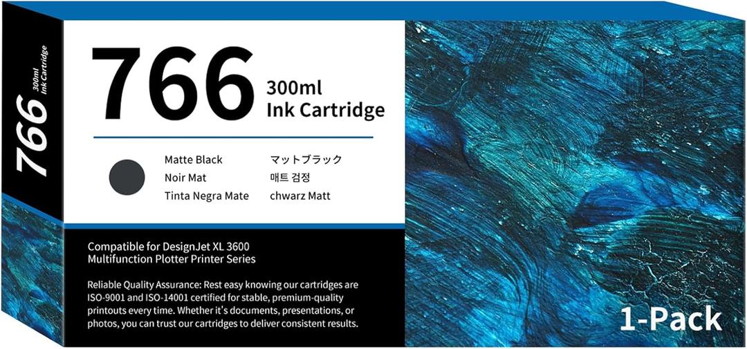 766 Matte Black Ink Cartridge 300-ml P2V92A 3ED57A 766 MK Ink Replacement for HP 766 Ink Cartridge for DesignJet XL 3600 Series Printer Ink 1-Pack