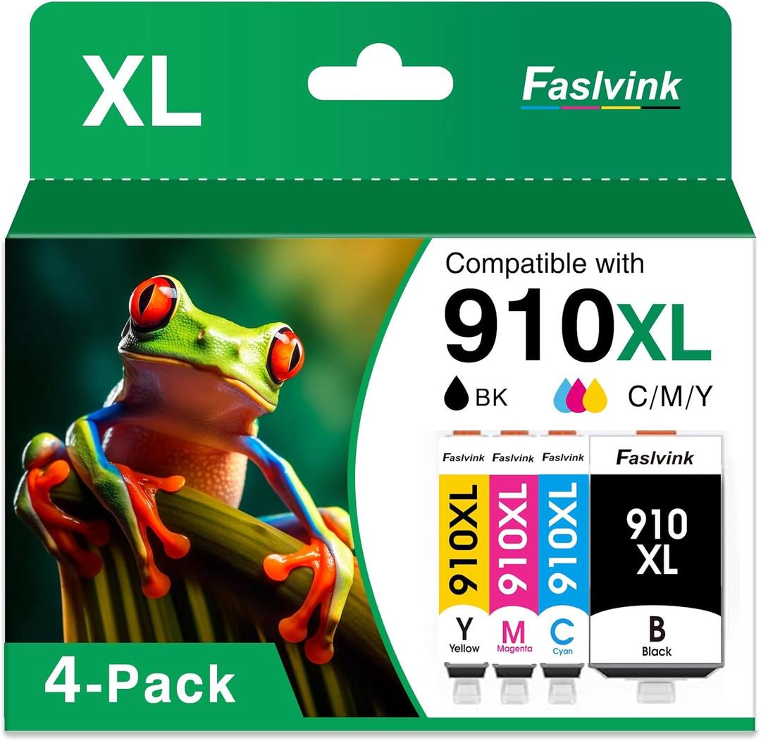 910XL 910 Ink Cartridges for HP Printers Compatible for HP 910XL Ink Cartridges Combo Pack Replacement HP OfficeJet Pro 8020 8025 8035 8028 8022 8010 8015(Black Cyan Magenta Yellow 4-Pack)