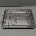 Extra Thick Air Fryer Basket and Tray for Large Oven,2PCS-Set,18.5''12.9'',Thicker Basket and Crisper Tray Pan,Stainless Steel Air Fryer Accessories,with One Removable Handle