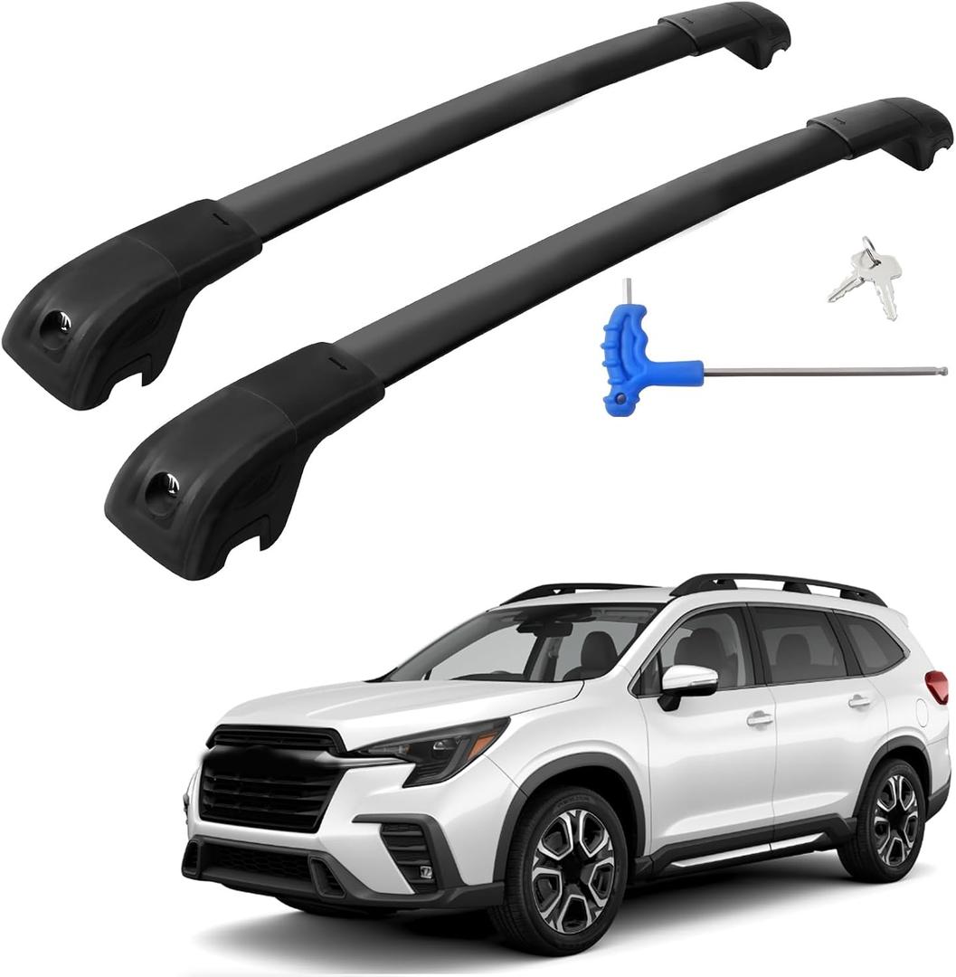 Car Roof Rack Cross Bars Compatible with 2019-2025 Subaru Ascent (for Raised Side Rails), Aluminum Lockable Roof Cross Bars for Kayak Bike Rooftop Cargo Carrier Bag Basket Luggage