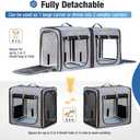 Lekereise Extra Large Cat Carrier for 2 Cats, 2-in-1 Cat Travel Carrier with Litter Box, (20.85" x2) x19.7"x19.7" Pet Carrier with Zipper Locks for Moving Across The Country (No Hammock) - Grey