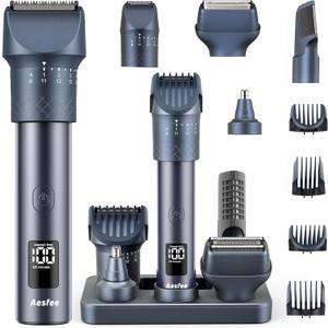 Beard Trimmer for Men Hair Clippers Set with Precise Dial Adjustable 20 Settings, All-in-One Electric Shavers Grooming Kit for Face Bald Head Nose Full Body, IPX7 Waterproof Wet/Dry, USB-C Charge Dock