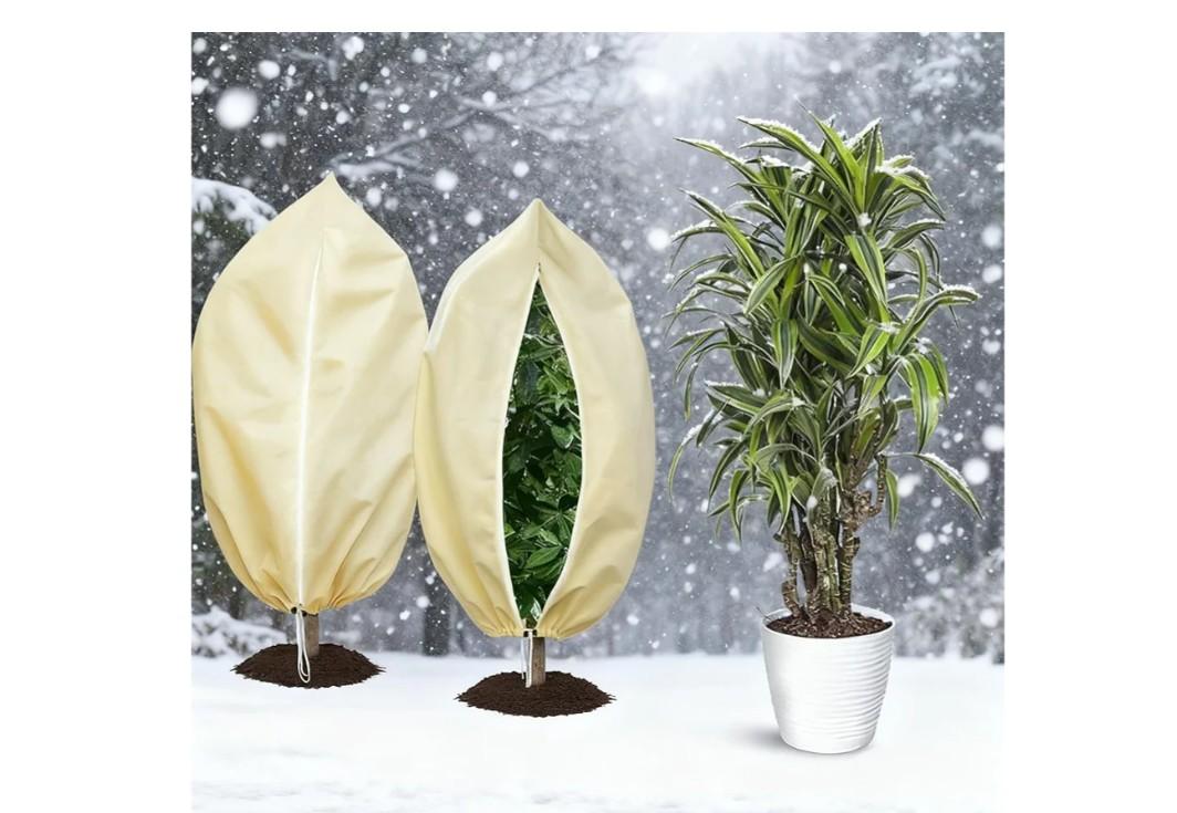 YEAJOIN 2 Pack Winter Plant Covers Freeze Protection, Thicker Frost Cloths Tree Covers with Zipper & Adjustable Drawstring, Antifreeze Protective Cover for Garden Shrub Plants, 78.7” x 94.5”