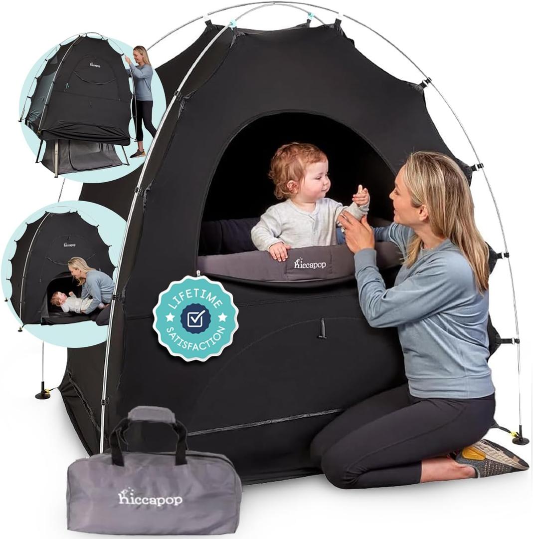 Hiccapop Blackout Tent for Pack and Play Blackout Cover Blocks 99% of Light, 50 inches x 36 inches x 56"