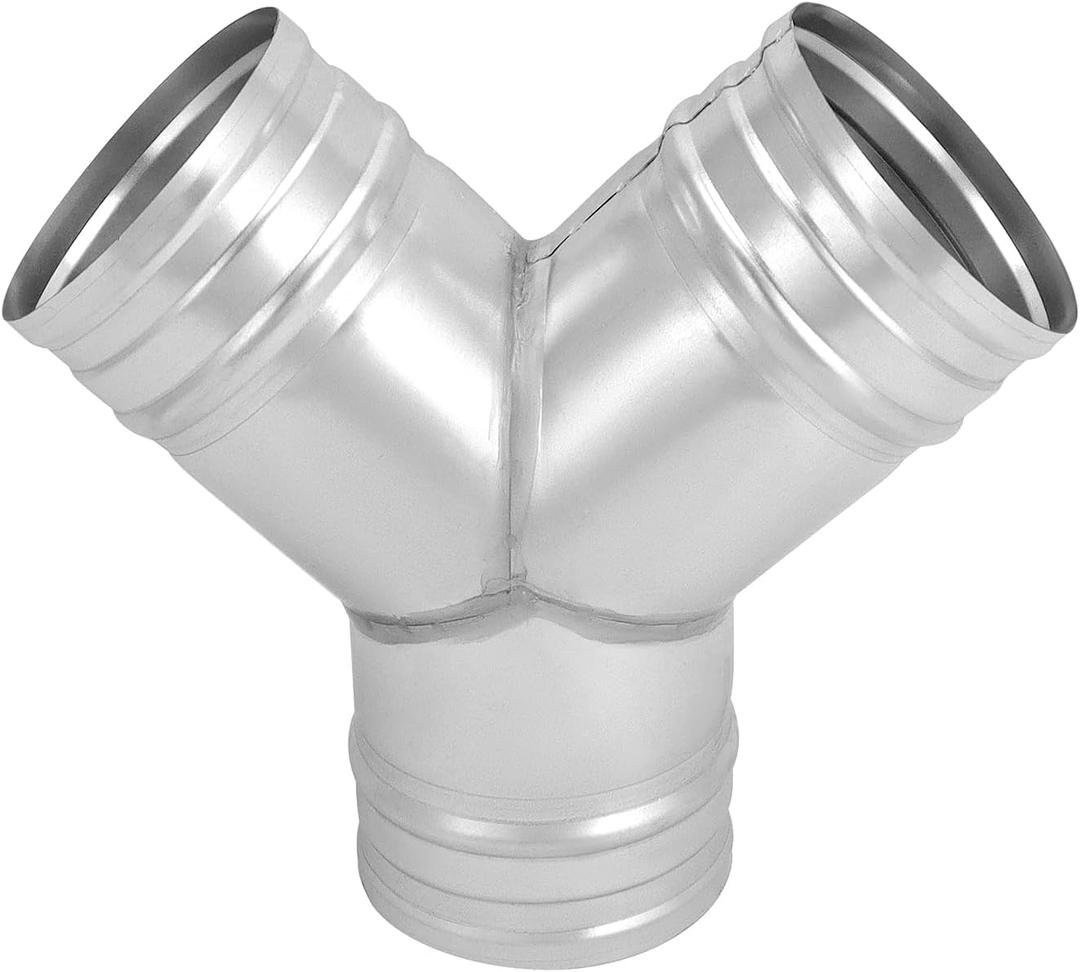 QWORK 4-Inch 3-Way Metal Duct Hose Connector, Y Shape  Durable, Leakproof, for Indoor/Outdoor Use, Ideal for Exhaust Fans, Dryer Vents