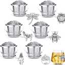 Retro Style Tea Leaf Mesh Strainer Infuser Set - 6 Pcs Stainless Steel Tea Ball Strainer with Charm Pendant & Extended Chain Hook
