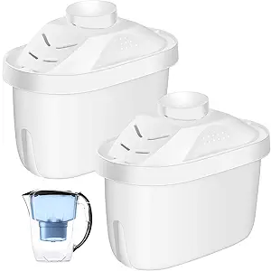 Tujoe 2 Pcs Alkaline Water Filter Replacement Alkaline Water Pitcher Replacement Cartridge for Healthy Drink, 7 Stage Filtration System to Purify
