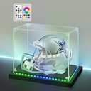 LASOA Acrylic Display Case with RGBW Color Changing LED Light, Clear Display Box for Memoribilia Action Figures, Self-Assembly Dustproof Showcase with Black Base, 15.8x11x11.8inch