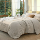 Bedsure Queen Size Comforter Set, Beige Soft Prewashed Bedding for All Seasons 90x90