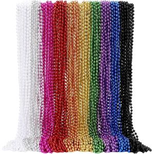 3 x 30PCS Mardi Gras Beads, 33" Beaded Necklace,Carnival Beads,Party Supplies Costume Accessories, Festival Parade Throw-In Set,Birthday,Celebration Decorations(10 colors)