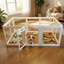 Transparent Indoor Dog Playpen with Safety Lock, Indoor Dog Fence for Small & Medium Pets | Secure, Stylish, Easy Clean Play Pen for Dogs & Pets with Scratch Resistant Panels (White, 10 Panel)