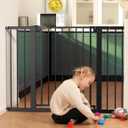 Babelio 36" Tall Baby Gate, 29-48" Auto-Close and Pressure Mounted Baby Gate for Stairs, Doorways, Hallway, PressGuard P7, Easy Walk Thru Pet Gate, Black