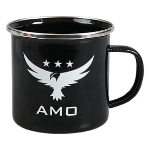AMO 12 oz Tin Campfire Mug - Durable Enamel Camping Mug for Travel, Hiking, and Outdoor Adventures - Lightweight- Black