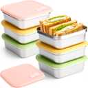 Honeydak 6 Pcs Stainless Steel Sandwich Containers Bulk Reusable Lunch Bento Box Food Storage with Leak Proof Lid for Fruit Salad Snacks, Office Workers Travel Picnic Party