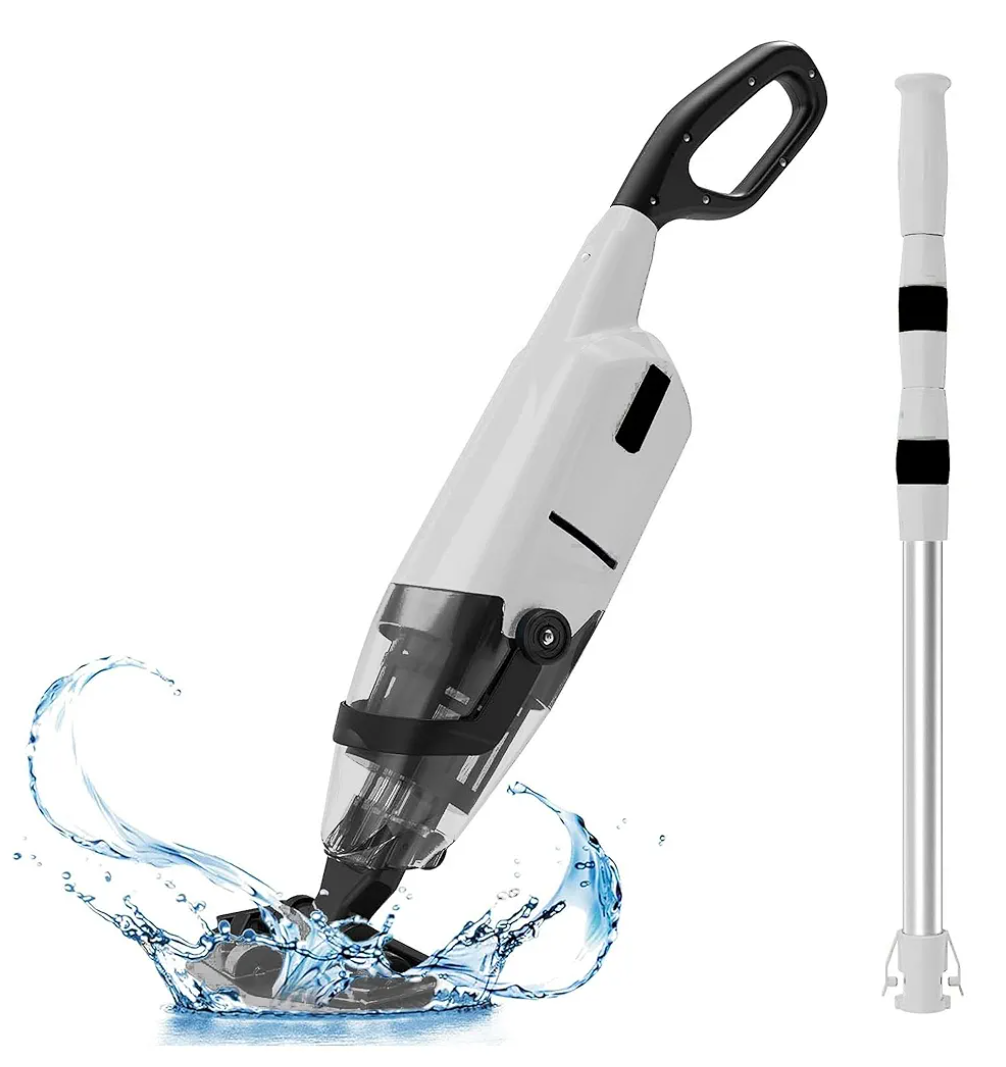 Cordless Pool Vacuum Cleaner for Above Ground Pool & In Ground Rechargeable Pool Vacuum Cleaner - 90 Mins Runtime, with 69" Telescopic Pole, Spa Vacuum for Hot Tub- Fast 3H Charge, Grey 