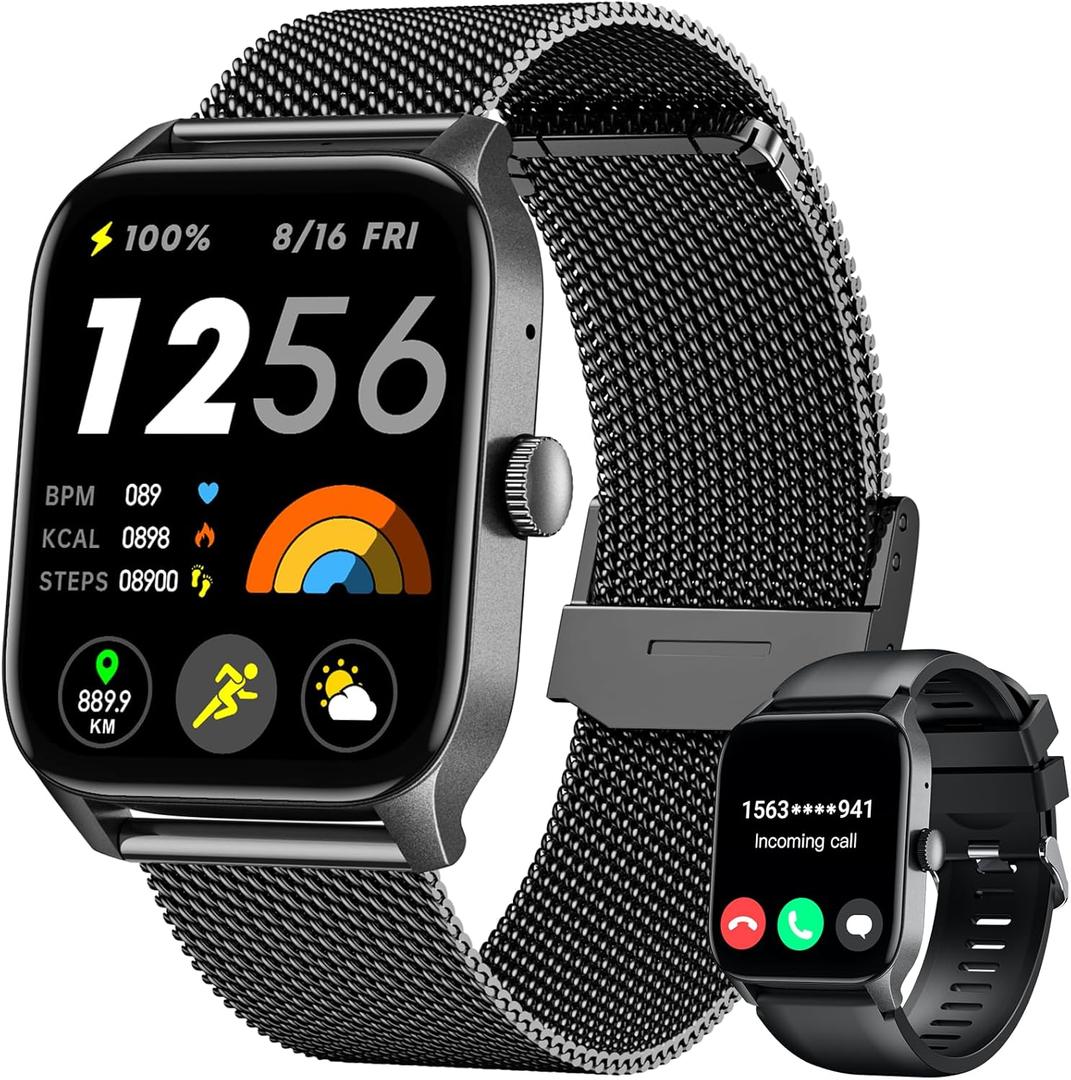 Smart Watches for Women Android iOS Phones: Black Smartwatch for Women 1.83" Touchscreen with Answer/Make Call Waterproof Heart Rate Blood Pressure Sleep Sport Alarm Pedometer Calorie Fitness Tracker