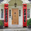 Graduation Decorations Class of 2026 Red - Porch Banner Door Sign for Front Door Outdoor Yard, Weather-Resistant Welcome Congrats Grad Hanging Flag, High School College Party Supplies