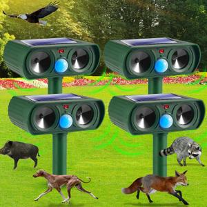 4 Pack Cat Repellent Outdoor,Solar Ultrasonic Animal Repeller Outdoor Deer Repellent Devices with Motion Sensor,Animal Repellent Deterrent Control for Squirrel Rabbit Raccoon Skunk Out of Yard Garden