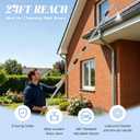 2-IN-1 24FT Reach Gutter Cleaning Tool, 16FT Gutter Cleaning Wand with Flexible Wand & Stainless Steel Curved Tube (360 Rotating Nozzle), Adjustable Spray, Brass Valve, Garden Hose Attachment